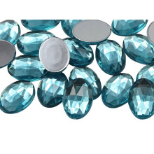 Allstarco 18x13mm Blue Aqua Lite .QR120 Flad Ryg Oval Akryl Rhinestones Plast Kostume Perler Cosplay Udsmykning Dekorationer - 35 stk.