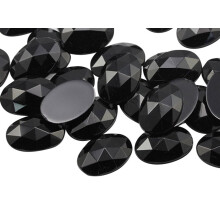 Allstarco 18x13 mm Jet Black H101 flad ryg Oval Akryl Rhinestones Plast kostume ?delstene Cosplay udsmykninger Dekorationer - 35 stk.