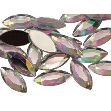 Allstarco 15x7mm Crystal AB Navette Flat Back Acryl Strass Markiezin Edelstenen voor Ambachten Paard Oog Kostuum Versieringen Kaarten Maken Juwel