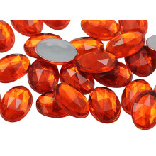 Allstarco 18x13mm Orange Hyacint .HC Flad Ryg Oval Akryl Rhinestones Plast Kostume Perler Cosplay Udsmykning Dekorationer - 35 stk.