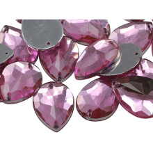 Allstarco 18x13mm roze Lt. CH13 druppelvormige platte achterkant naaikralen voor handwerk plastic acryl steentjes met gaten voor het naaien van k
