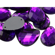 Allstarco 18x13mm Fialov Ametyst CH05 Slza s plochm zadnm dlem it korlku pro remesla Plastov akrylov kamnky s otvory pro it Ozdoby na ode