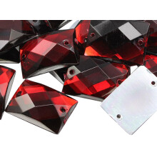 Allstarco 18x13mm Cerven rubn CH17 Obdlnk s plochm zadnm dlem it korlku pro remesla Plastov akrylov kamnky s otvory pro it Ozdoby na o