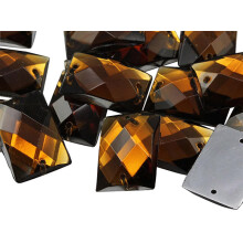 Allstarco 18x13mm Brown Smokey Topaz CH25 Flat Back Rektangel Sy Perler til H?ndv?rk Plast Akryl Rhinestones med huller til syning T?j Udsmykning