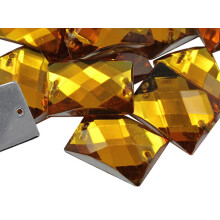 Allstarco 18x13mm Guld Topaz CH16 Flat Back Rektangel Sy P? Perler til H?ndv?rk Plast Akryl Rhinsten med huller til syning T?j Udsmykning Kostume