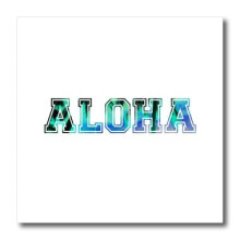 3dRose ht_151329_1 Aloha dans un ciel bleu turquoise sarcelle avec silhouette noire de palmiers - Fer sur transfert thermique pour matriau blanc