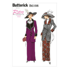 Butterick Patterns 6108 E5 Sizes 14 - 16 - 18 - 20 - 22 Misses Jacket Bib and Skirt