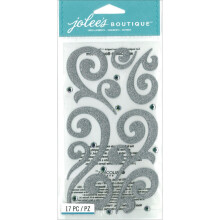 Jolees Boutique Flourish with Gems Silver Puffy