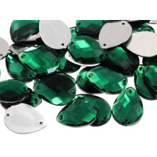 Allstarco 18x13mm groene smaragd CH18 druppelvormige platte achterkant naaikralen voor handwerk plastic acryl steentjes met gaten voor het naaien