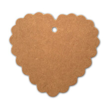 100 Hang Tags Scalloped Heart with Jute Twines 30m(6.3cm x 6cm, Kraft)