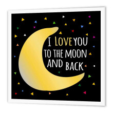 3dRose ht_202102_2 Je t'aime jusqu' la lune et au dos avec dicton mignon avec toiles triangulaires repasser sur transfert thermique 6 x 6"" po