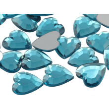 Allstarco 15 mm Flat Back Heart Akryl Rhinestones Plastic Gems Plast Kostume Juveler Udsmykning - 40 stykker (Blue Aqua Lt .QR120)