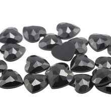 Allstarco 15 mm Flat Back Heart Akryl Rhinestones Plastic Gems Plast Kostume Juveler Udsmykning - 40 stykker (Jet Black H101)