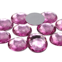 20 mm flad bagside, rund akryl Rhinestones Plastic Circle Gems til kostumefremstilling Cosplay Jewels Pro Grade - 20 stykker (Pink Rose H112)