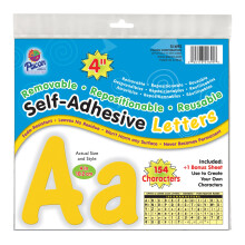 Pacon 4" Zelfklevende Hoofdletters en Kleine Letters, 154 Stuks, Geel (51695)
