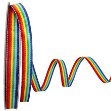 USA:ssa valmistettu 3/8"" Rainbow Striped Grosgrain -nauha - 100 Jaardia