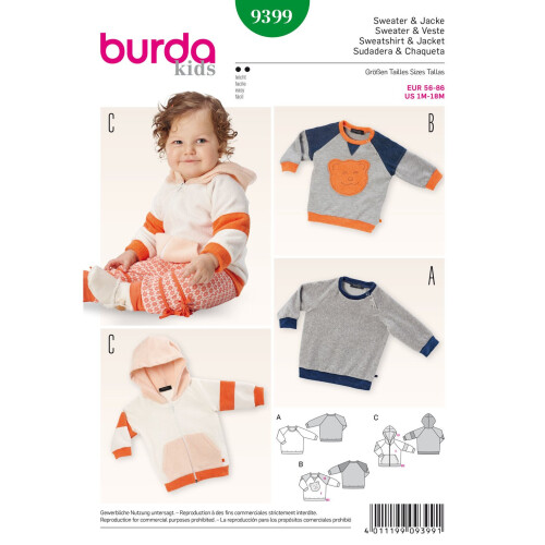 Burda Kids 9399 sweatshirt en jas