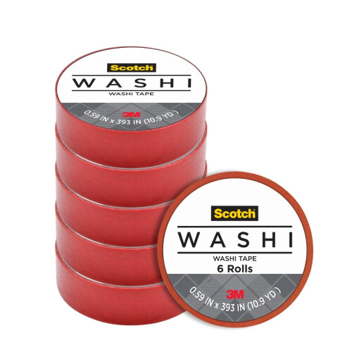 Scotch Scotch Expressions Washi Tape Taide- ja ksityteippi 0,59 x 393, punainen 6 rullaa