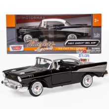 1957 Chevy Bel Air Black - Motormax Premium American 73228 - 1/24 skala Diecast modelbil til unisex-voksen