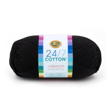 Lion Brand Yarn Leichtes 24/7 Baumwollgarn für Stricken, Häkeln und Basteln, Schwarz, 1 Paket