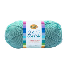 Lion Brand Garn Leicht 24/7 Baumwollgarn zum Stricken, Häkeln und Basteln, Aqua, 3er Pack
