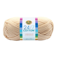 Lion Brand Yarn Lightweight 24/7 Baumwollgarn für Stricken, Häkeln und Basteln, Ecru, 1 Packung