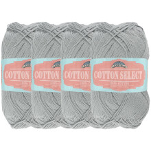 JubileeYarn Cotton Select Yarn - Peso deportivo - 50 g/ovillo - Gris esterlina - 4 ovillos