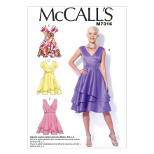 McCall's Patterns M7316 Misses' Asymmetrical Tiered Dresses Size E5 (14-16-18-20-22)