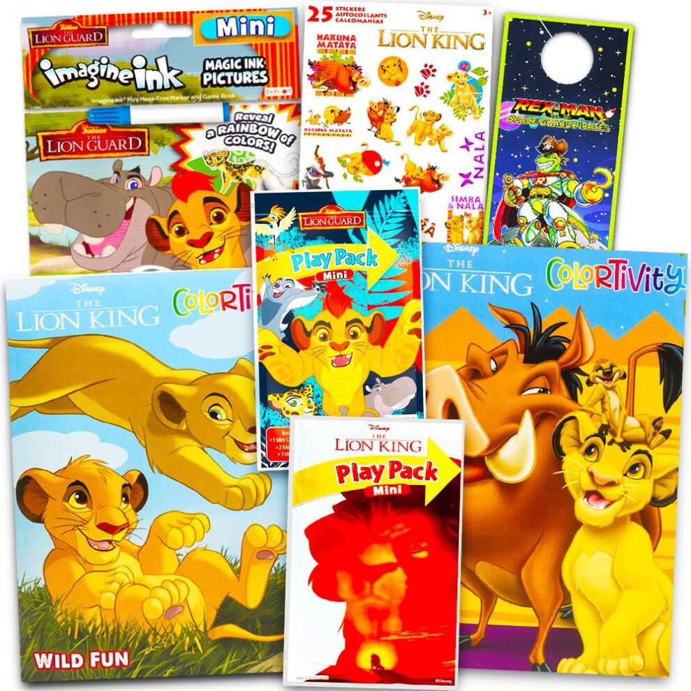 Disney Junior Lion Guard And Lion King Coloring And Activity Set - Bundle Of Coloring Book Play Packs Imagine Ink And More | Party Supplies Pack