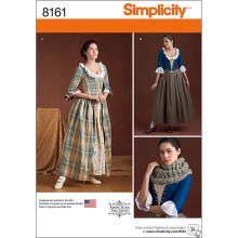 Simplicity 8161 Dames 18e Eeuw Jurk Historisch Kostuum Naai Patroon, Maten 6-14