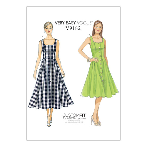 VOGUE PATTERNS Vogue Patterns Kjole Flared Nederdel 14-16-18-20-22 R?d