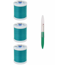 Coats & Clark Nhgarn Dual Duty XP Allzweck-Polyfaden, 125 Yards (3er-Pack), leuchtendes Aquagrn S900-9257-3P mit Nahttrenner