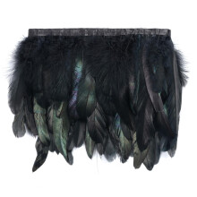 Shekyeon 2 metri di frange di piume di gallo per la decorazione di costumi (nero)