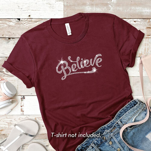 Believe Bold Iron On Strass Crystal Transfer par JCS Strass 1