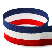In den USA hergestelltes 7/8"" rot/wei/blau gestreiftes Ripsband - 100 Yards