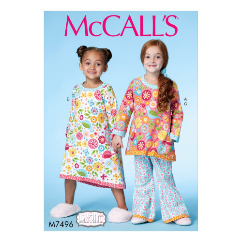 McCalls modello M7496 Camicia da notte e pigiama per ragazze Taglia 2-5