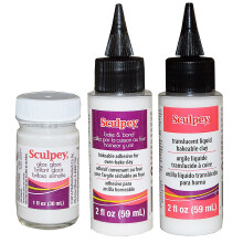 Sculpey Artist Set: 30 ml Glanslak, 60 ml Bake and Bond Lijm voor Oven-Bak Klei, 60 ml Translucente Klei - Pack