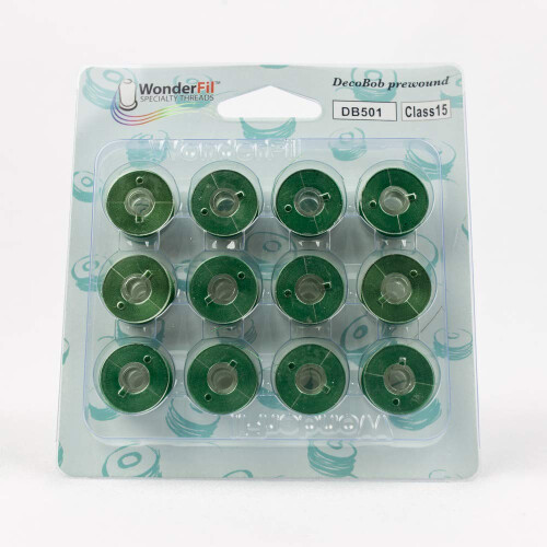 WonderFil Specialty Threads DecoBob Pre-wound Bobbins Class 15 - Evergreen