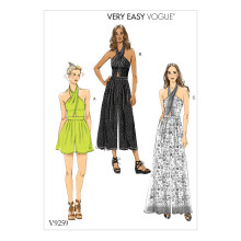 Vogue Patterns Casual Misses' Criss-Cross Halter Romper en Jumpsuit met Lengtevariaties 6-8-10-12-14 Rood