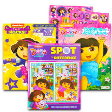 Super ensemble de livres de coloriage Dora l'exploratrice  3 livres de coloriage Dora avec pack de jeu Dora (fournitures de fte Dora et ses ami