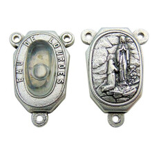 Lourdes-Wasserrosenkranz-Mittelstck aus Metall, 3/4-Zoll-Mitte, mit Wasser aus der Basilika