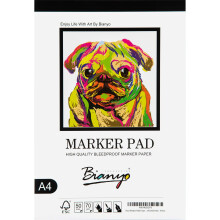 Bianyo Bleedproof Marker Paper Pad, A4 (8.27"X11.69"), 50 Vellen, 18 LB / 70 GSM, Gelijmde Binding, Wit