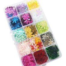 Chenou Craft 1 laatikko 750 kpl 20 mm sateenkaari paljetti lumihiutale jouluksi vaatteet korut 15 vri paljetteja
