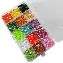 Chenou Craft 7500 kpl paljetteja 6mm Rainbow AB Flower Cup 15 vri hihin jouluvaatteet korut 1 laatikko