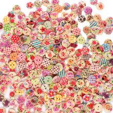Renashed 200 Stuks 15mm Gemengde Kleur Ontwerp Houten Knoppen in Bulk voor Ambachten Scrapbooking of Naaien en DIY Craft