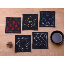 Collezione di sottobicchieri da ricamo Olympus Sashiko - 5 pezzi blu navy