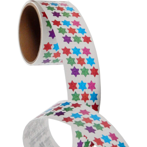 Rollo a granel de pegatinas prismαticas Micro Estrellas de David/Multicolor (100 repeticiones)