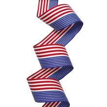 Wyprodukowana w USA wstążka rypsowa w paski z flagą amerykańską 1-3/8"" - 20 jardów