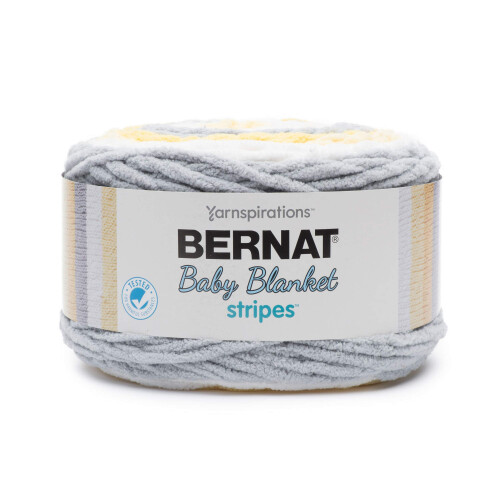 Bernat Baby Blanket Stripes, 10.5 oz, 100% Polyester, Zon