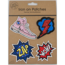 DIY Craft Iron On Patches - Zap - Wow! - Sneaker - Lightning Bolt